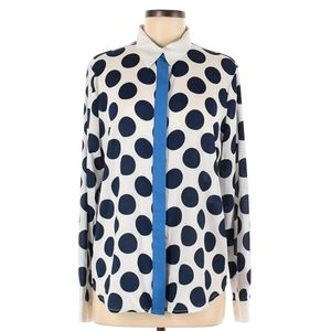 TU Ann Taylor polka dot blue white blouse siz